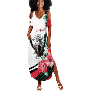 Personalized Sudan Summer Maxi Dress Sudanese Secretary Bird With Hibiscus - African Pride