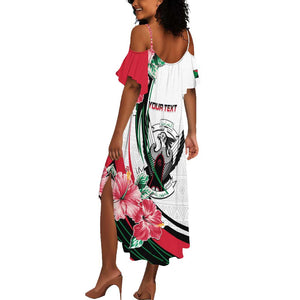 Personalized Sudan Summer Maxi Dress Sudanese Secretary Bird With Hibiscus - African Pride