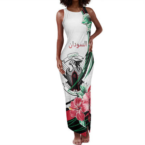 Personalized Sudan Tank Maxi Dress Sudanese Secretary Bird With Hibiscus - African Pride
