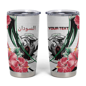 Personalized Sudan Tumbler Cup Sudanese Secretary Bird With Hibiscus - African Pride