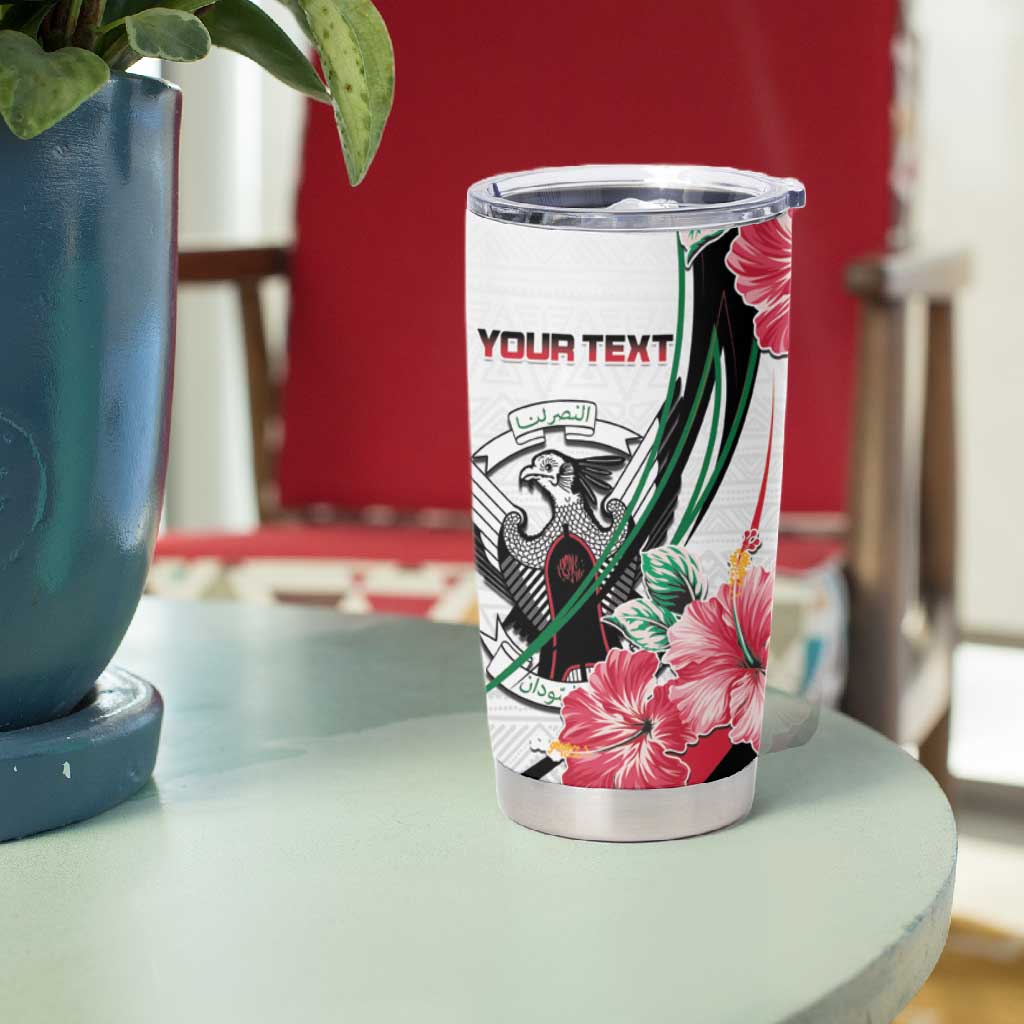 Personalized Sudan Tumbler Cup Sudanese Secretary Bird With Hibiscus - African Pride