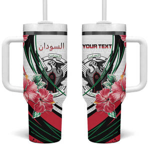 Personalized Sudan Tumbler With Handle Sudanese Secretary Bird With Hibiscus - African Pride