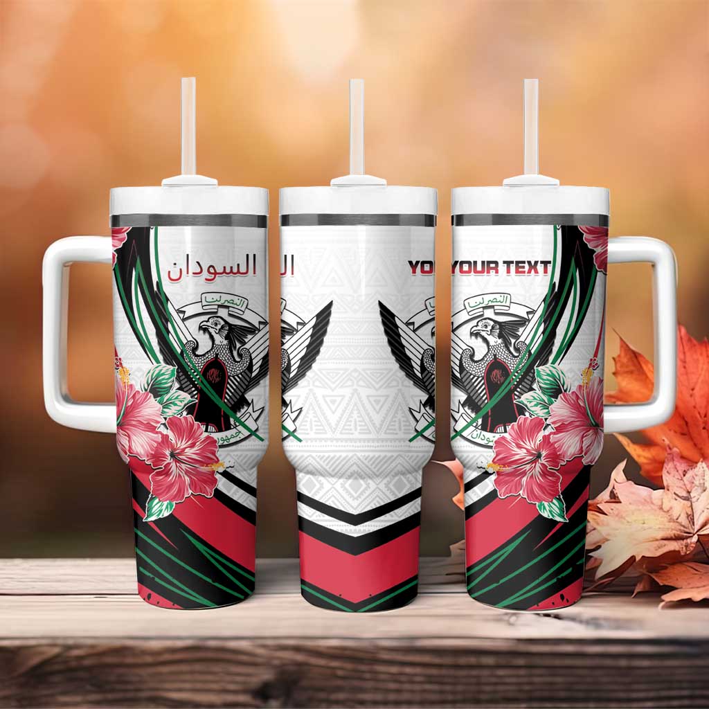 Personalized Sudan Tumbler With Handle Sudanese Secretary Bird With Hibiscus - African Pride