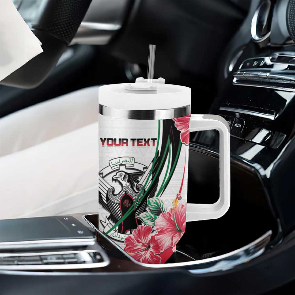 Personalized Sudan Tumbler With Handle Sudanese Secretary Bird With Hibiscus - African Pride
