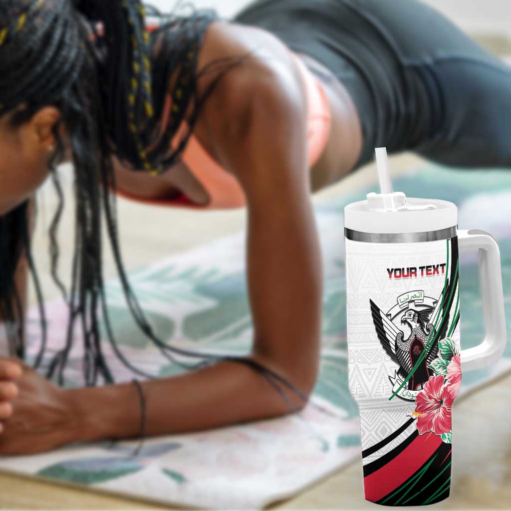 Personalized Sudan Tumbler With Handle Sudanese Secretary Bird With Hibiscus - African Pride