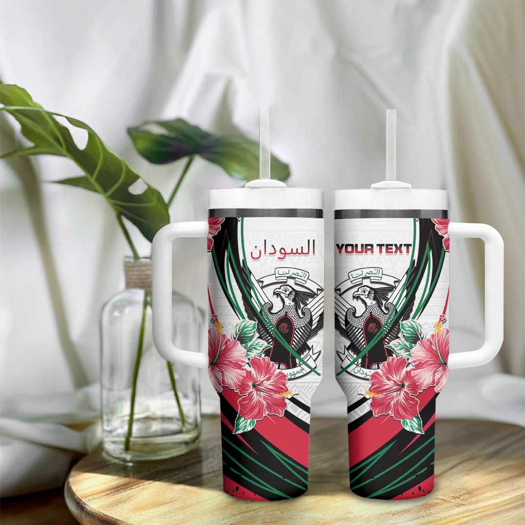 Personalized Sudan Tumbler With Handle Sudanese Secretary Bird With Hibiscus - African Pride