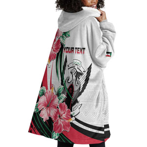 Personalized Sudan Wearable Blanket Hoodie Sudanese Secretary Bird With Hibiscus - African Pride