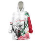 Personalized Sudan Wearable Blanket Hoodie Sudanese Secretary Bird With Hibiscus - African Pride