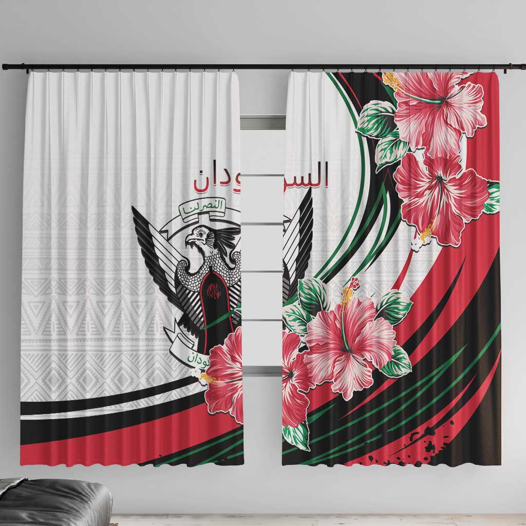Sudan Window Curtain Sudanese Secretary Bird With Hibiscus by African Pride