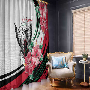 Sudan Window Curtain Sudanese Secretary Bird With Hibiscus - African Pride
