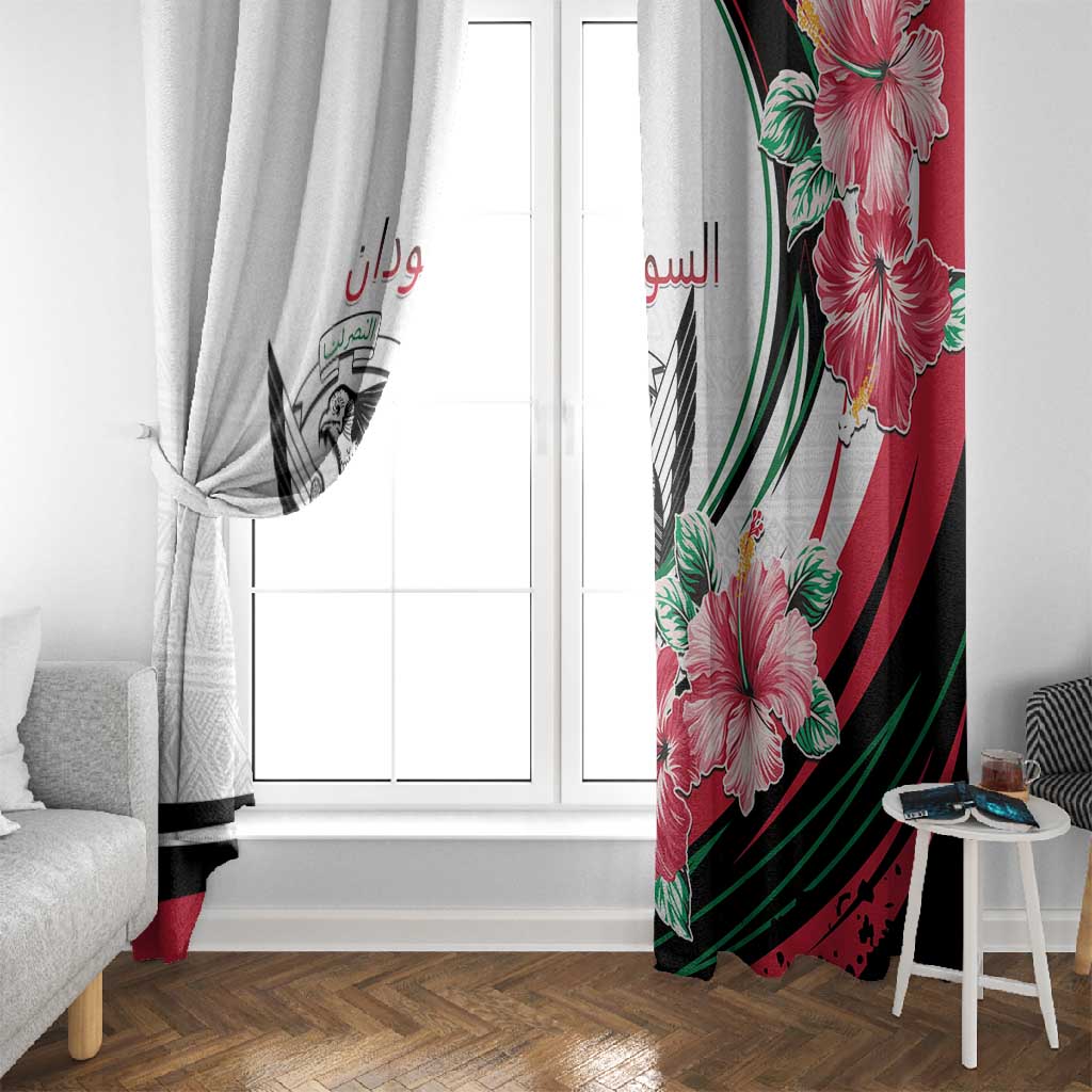Sudan Window Curtain Sudanese Secretary Bird With Hibiscus - African Pride