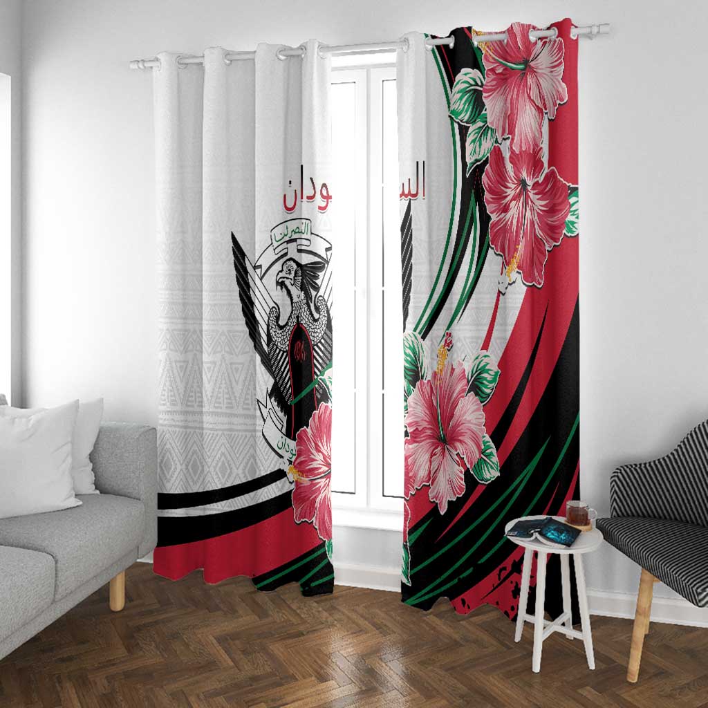 Sudan Window Curtain Sudanese Secretary Bird With Hibiscus - African Pride