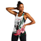 Personalized Sudan Women Racerback Tank Sudanese Secretary Bird With Hibiscus - African Pride