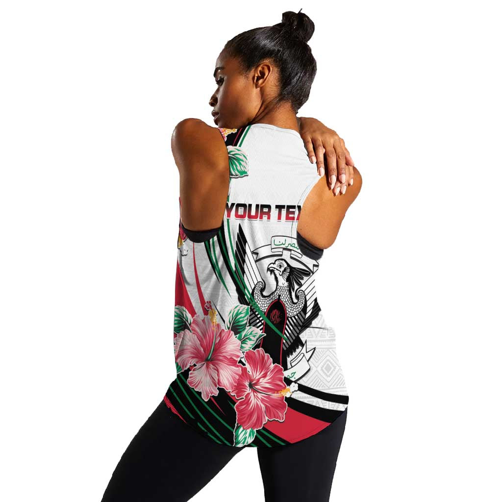 Personalized Sudan Women Racerback Tank Sudanese Secretary Bird With Hibiscus - African Pride