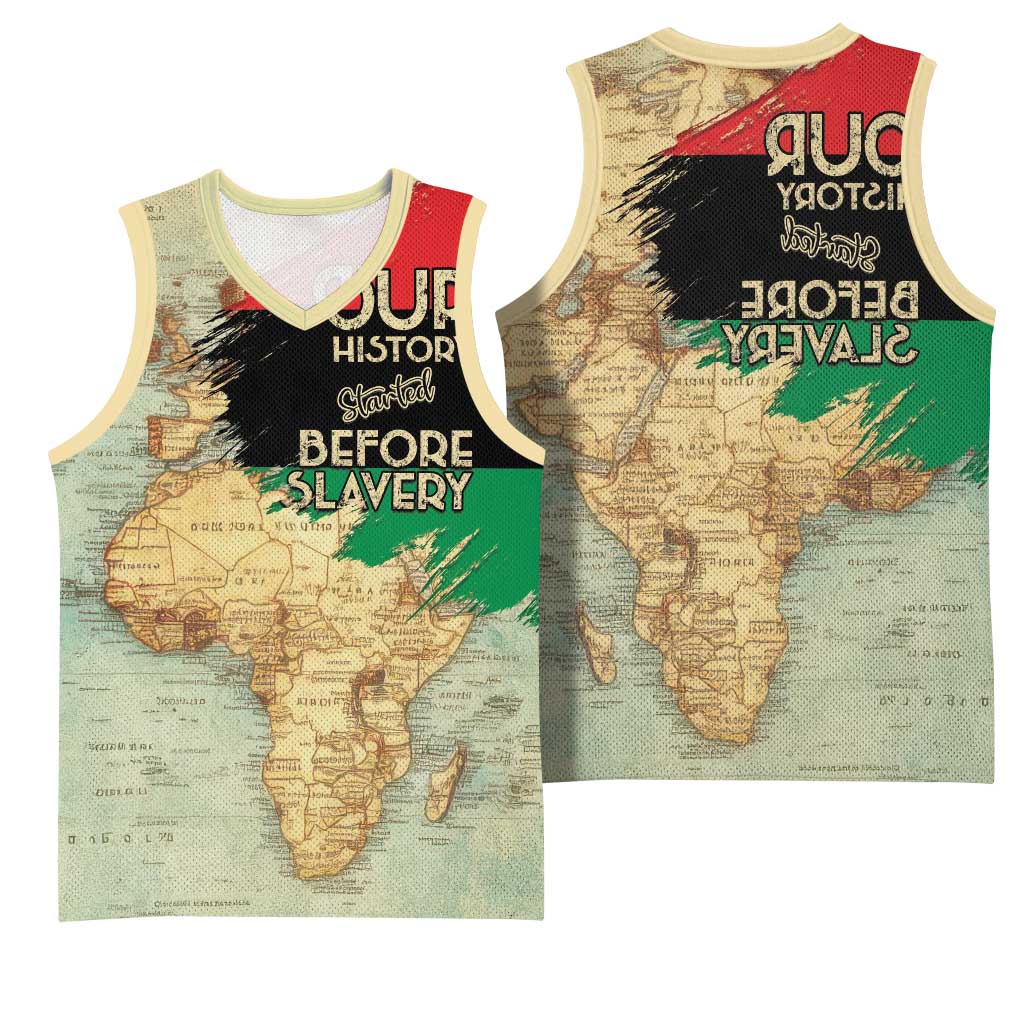 Pan-African Flag Day Basketball Jersey African Map - Vintage Style - African Pride