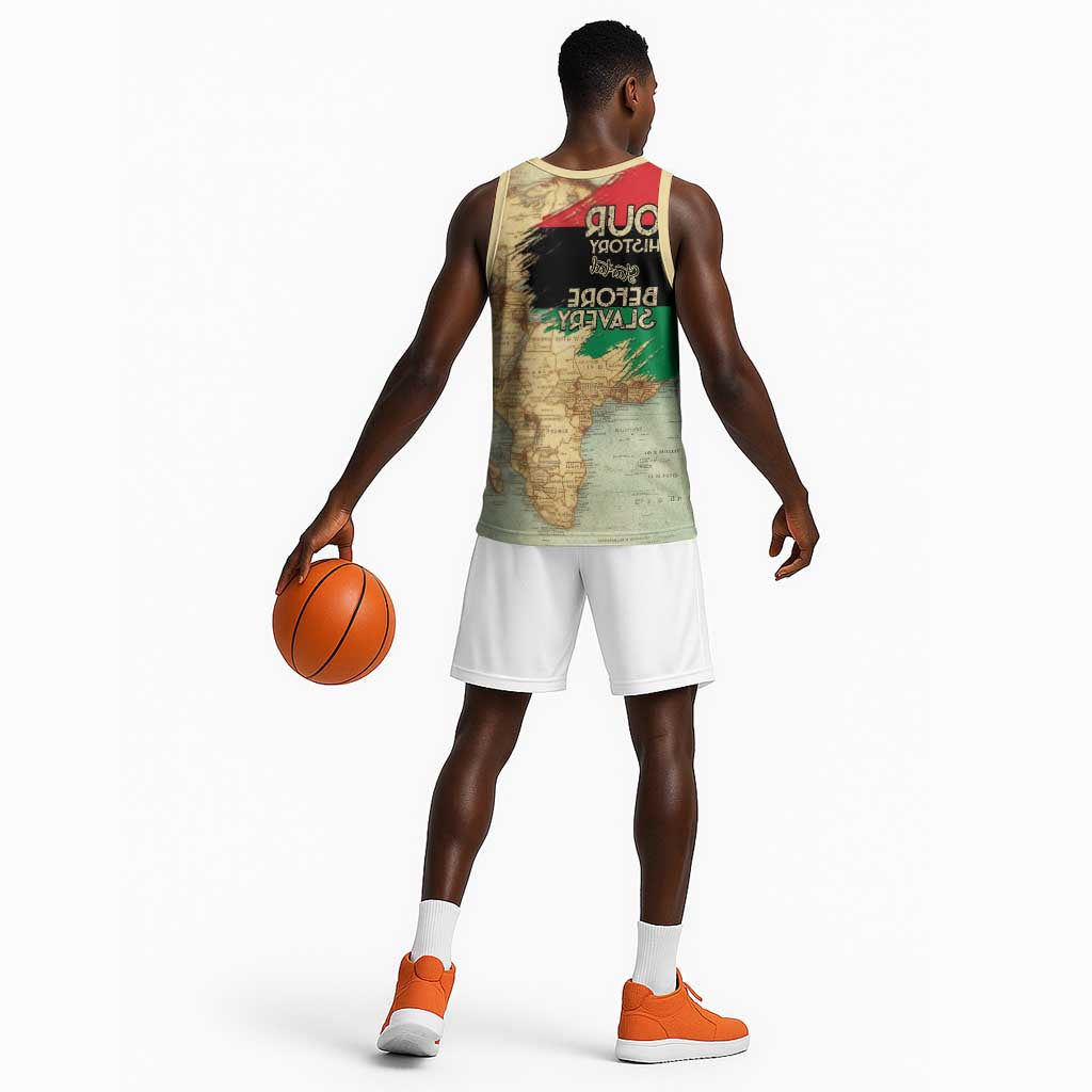Pan-African Flag Day Basketball Jersey African Map - Vintage Style - African Pride