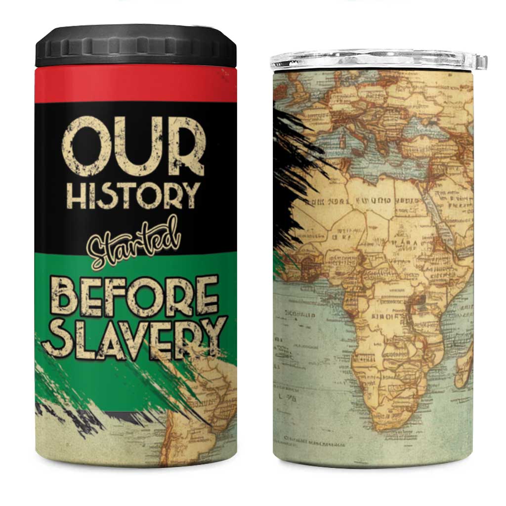 Pan-African Flag Day 4 in 1 Can Cooler Tumbler African Map - Vintage Style - African Pride