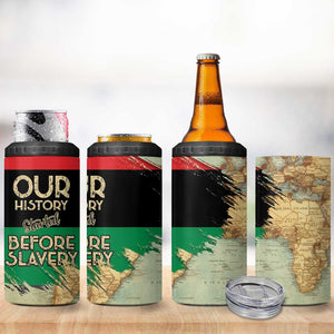 Pan-African Flag Day 4 in 1 Can Cooler Tumbler African Map - Vintage Style - African Pride
