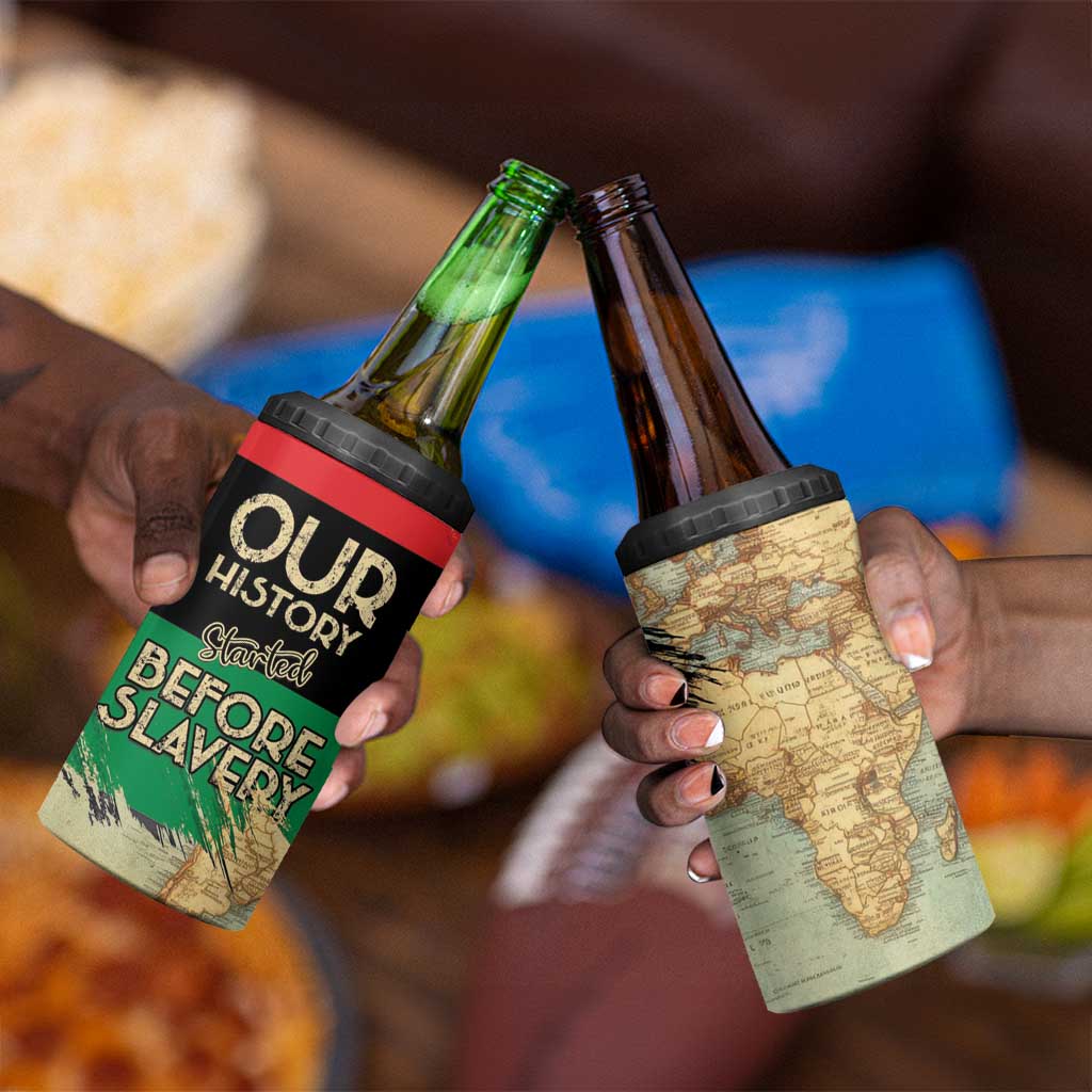 Pan-African Flag Day 4 in 1 Can Cooler Tumbler African Map - Vintage Style - African Pride