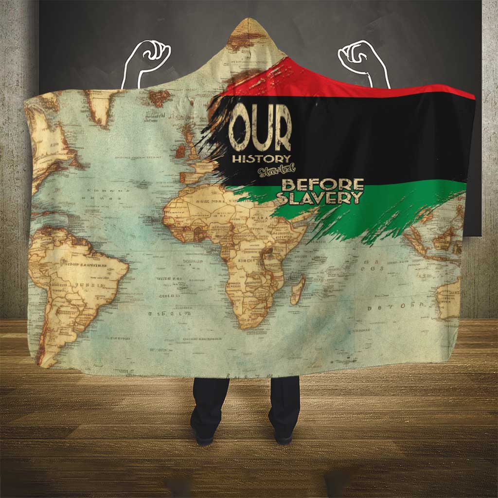 Pan-African Flag Day Hooded Blanket African Map - Vintage Style - African Pride