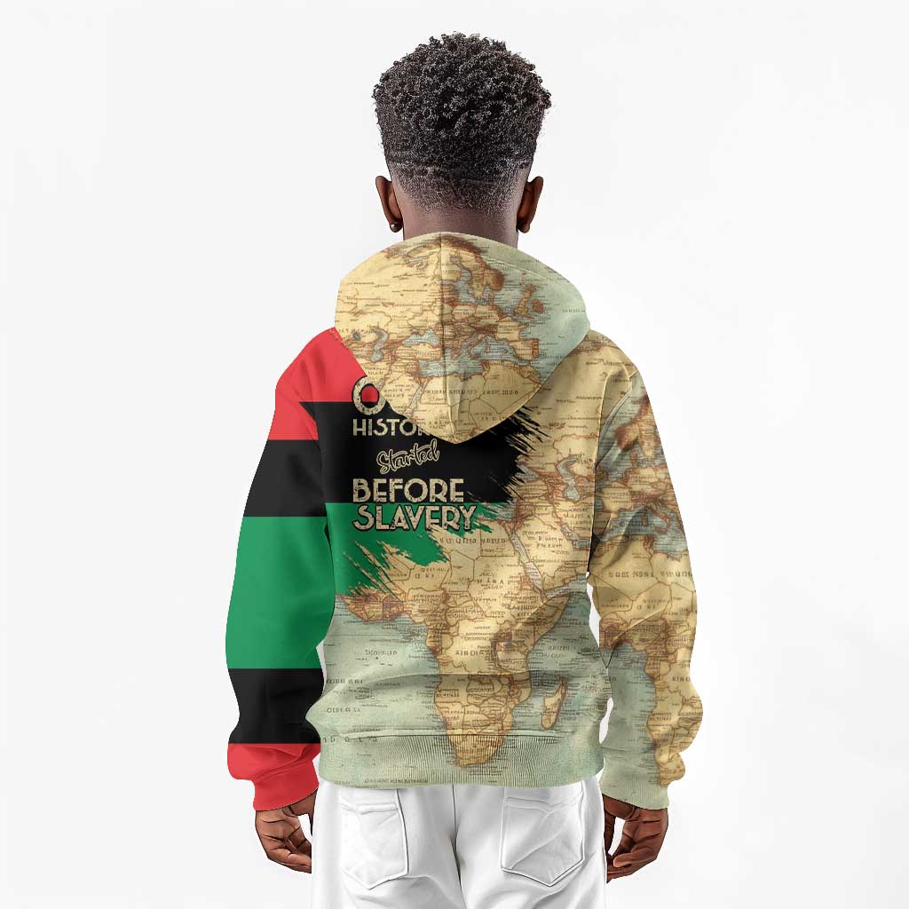 Pan-African Flag Day Kid Hoodie African Map - Vintage Style - African Pride