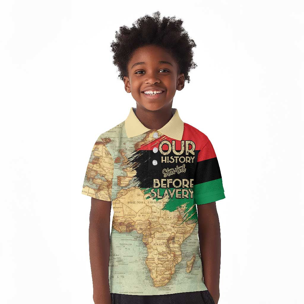 Pan-African Flag Day Kid Polo Shirt African Map - Vintage Style - African Pride