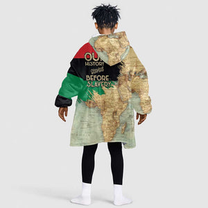 Pan-African Flag Day Kid Wearable Blanket Hoodie African Map - Vintage Style - African Pride