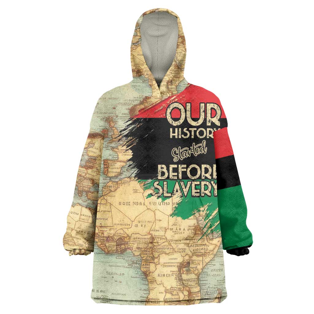 Pan-African Flag Day Kid Wearable Blanket Hoodie African Map - Vintage Style - African Pride