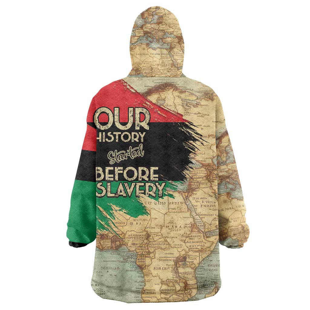 Pan-African Flag Day Kid Wearable Blanket Hoodie African Map - Vintage Style - African Pride