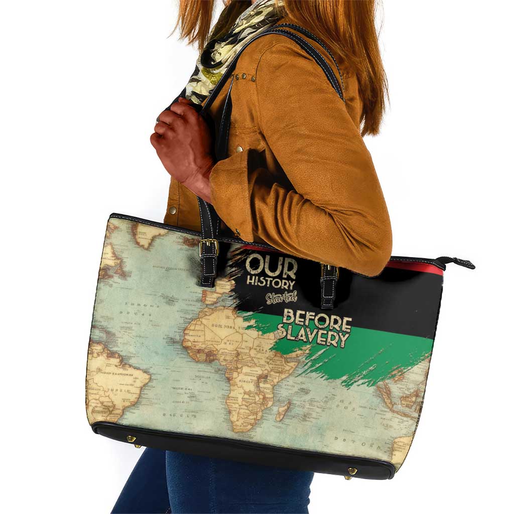 Pan-African Flag Day Leather Tote Bag African Map - Vintage Style - African Pride