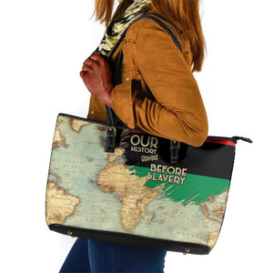 Pan-African Flag Day Leather Tote Bag African Map - Vintage Style - African Pride