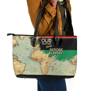 Pan-African Flag Day Leather Tote Bag African Map - Vintage Style - African Pride