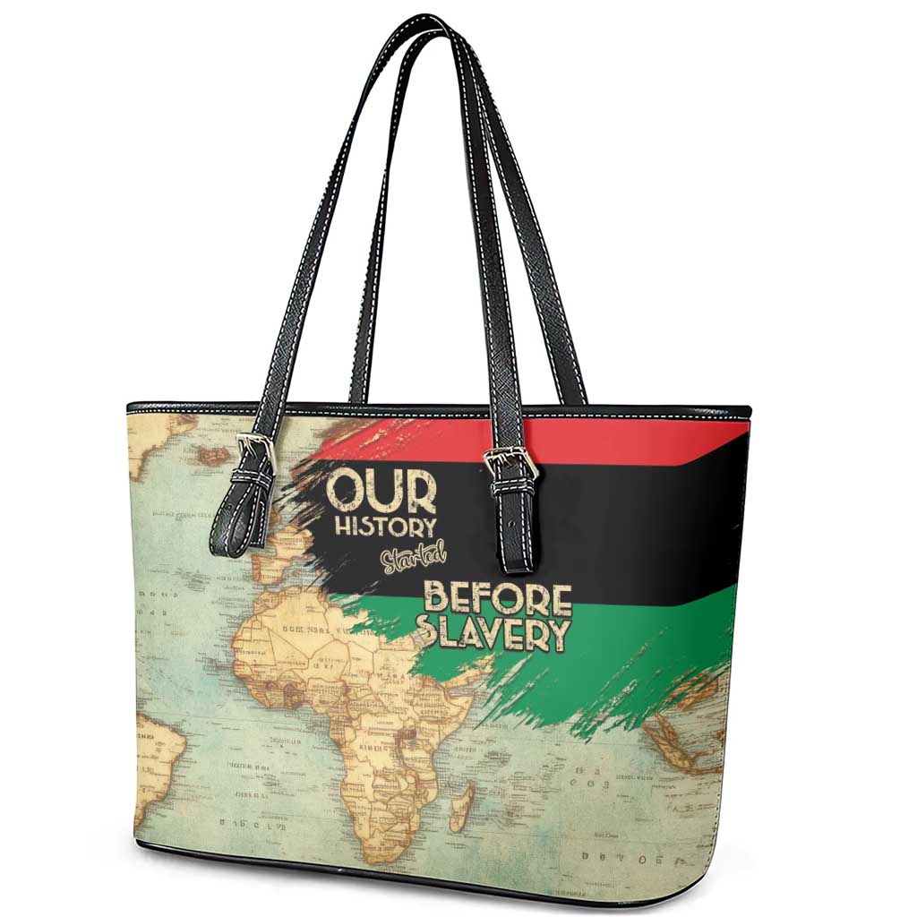 Pan-African Flag Day Leather Tote Bag African Map - Vintage Style - African Pride