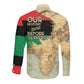 Pan-African Flag Day Long Sleeve Button Shirt African Map - Vintage Style - African Pride