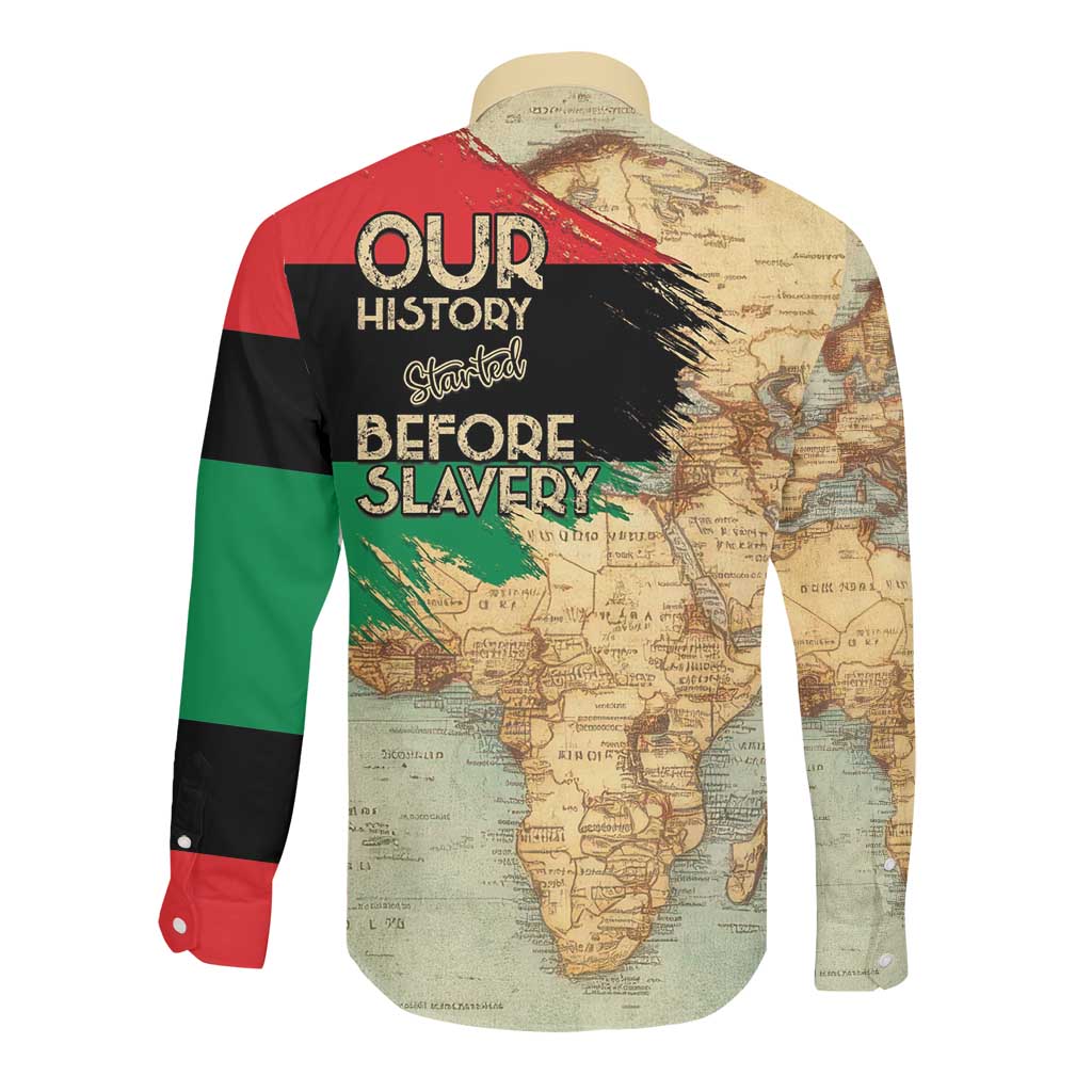 Pan-African Flag Day Long Sleeve Button Shirt African Map - Vintage Style - African Pride