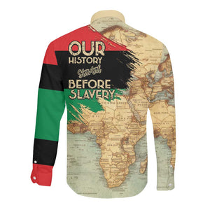 Pan-African Flag Day Long Sleeve Button Shirt African Map - Vintage Style - African Pride