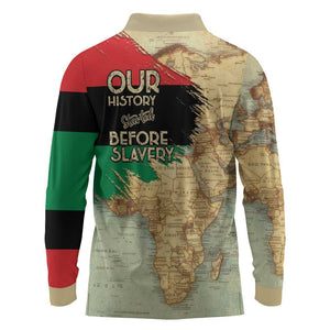 Pan-African Flag Day Long Sleeve Polo Shirt African Map - Vintage Style - African Pride
