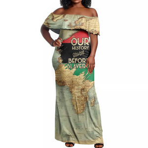 Pan-African Flag Day Off Shoulder Maxi Dress African Map - Vintage Style - African Pride