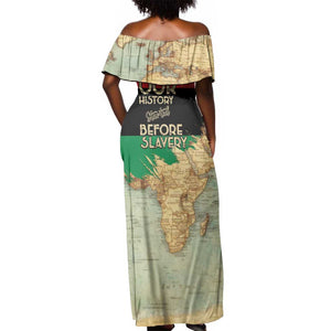 Pan-African Flag Day Off Shoulder Maxi Dress African Map - Vintage Style - African Pride