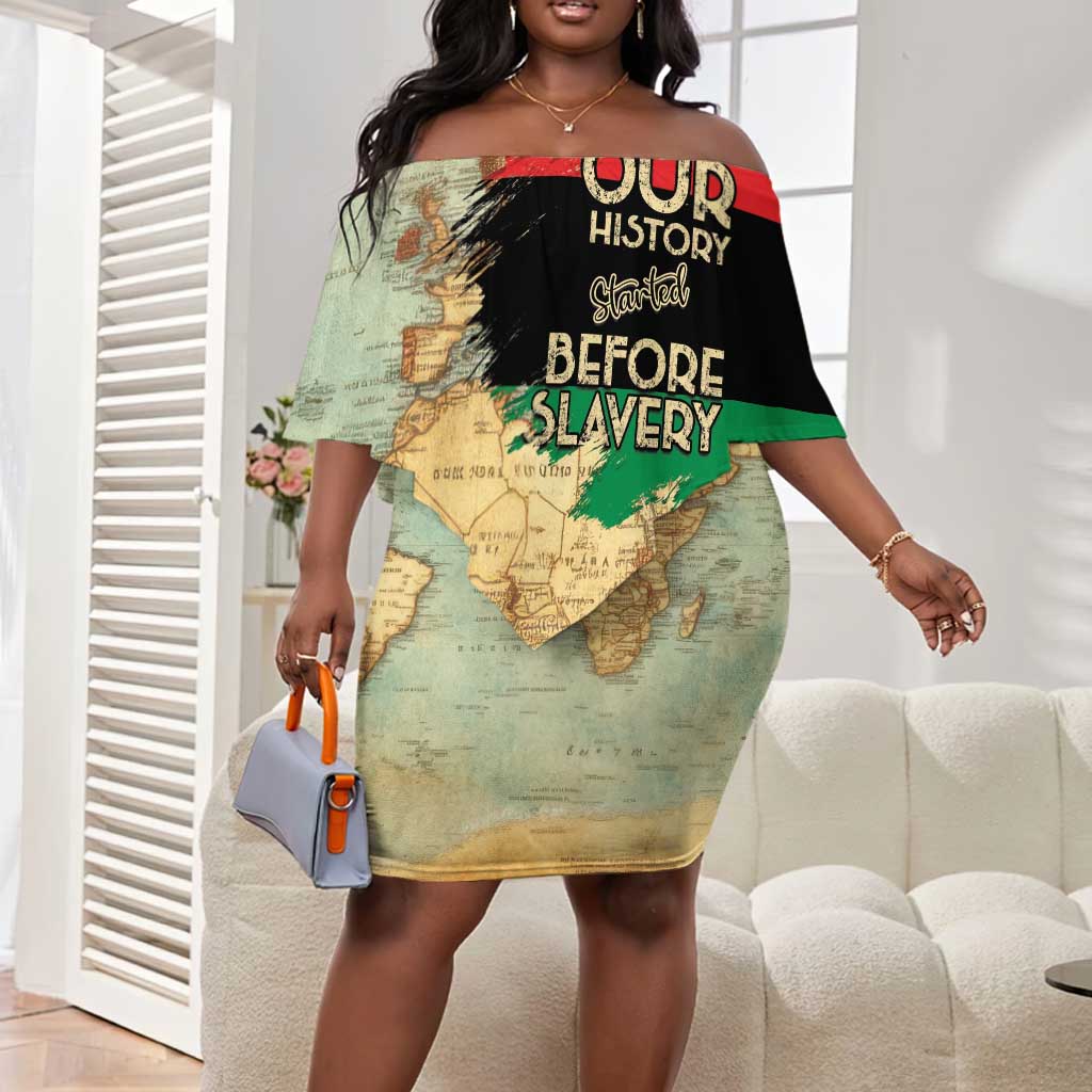 Pan-African Flag Day Off Shoulder Short Dress African Map - Vintage Style - African Pride