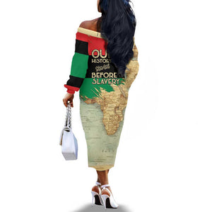 Pan-African Flag Day Off The Shoulder Long Sleeve Dress African Map - Vintage Style - African Pride