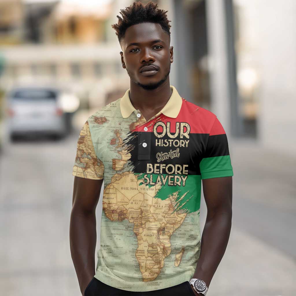 Pan-African Flag Day Polo Shirt African Map - Vintage Style - African Pride