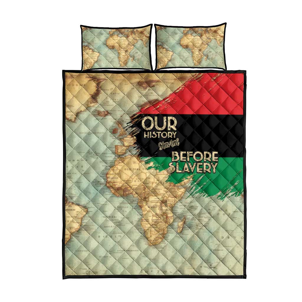 Pan-African Flag Day Quilt Bed Set African Map - Vintage Style - African Pride