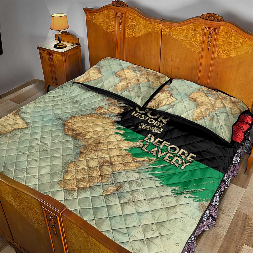 Pan-African Flag Day Quilt Bed Set African Map - Vintage Style - African Pride