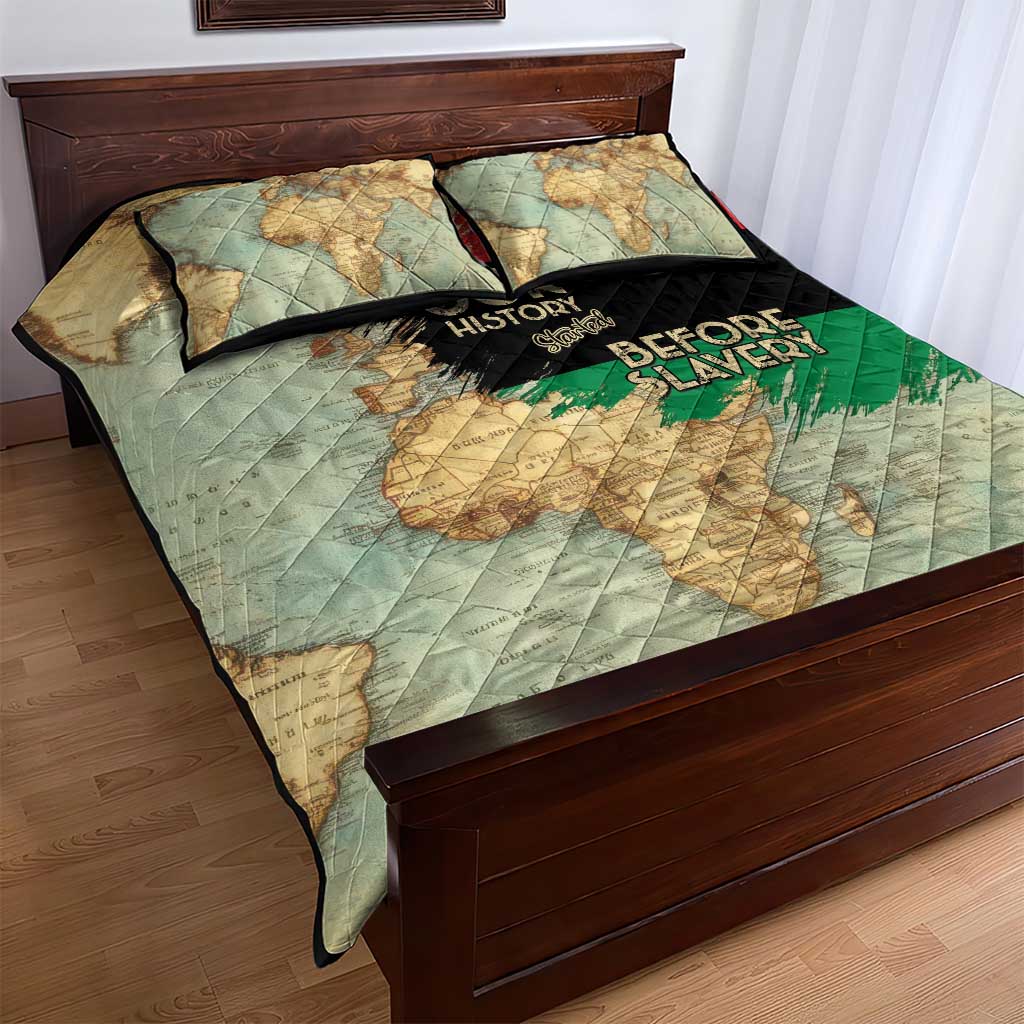 Pan-African Flag Day Quilt Bed Set African Map - Vintage Style - African Pride