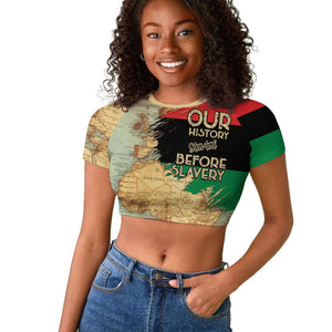 Pan-African Flag Day Raglan Cropped T shirt African Map - Vintage Style - African Pride