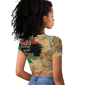 Pan-African Flag Day Raglan Cropped T shirt African Map - Vintage Style - African Pride