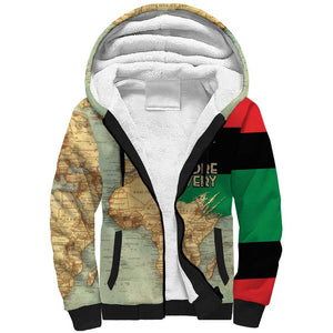 Pan-African Flag Day Sherpa Hoodie African Map - Vintage Style - African Pride