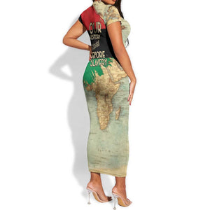 Pan-African Flag Day Short Sleeve Bodycon Dress African Map - Vintage Style - African Pride