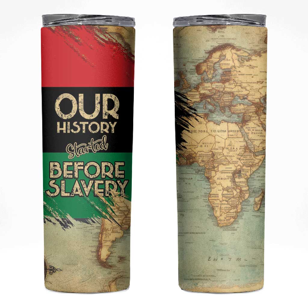 Pan-African Flag Day Skinny Tumbler African Map - Vintage Style - African Pride